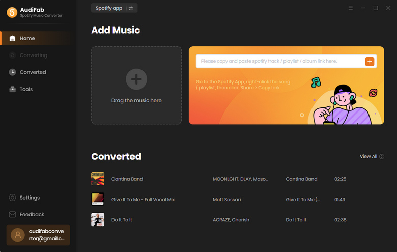 screenshot of AudiFab Spotify Music Converter